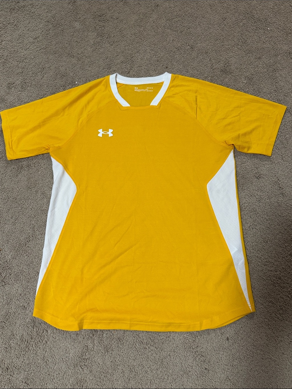 Under Armour Men’s Gold Short Sleeve Athletic Jersey with White Panels